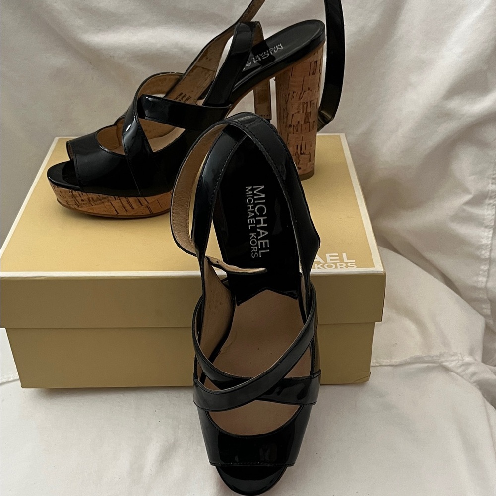 MICHAEL Michael Kors Black Patent Leather Heels